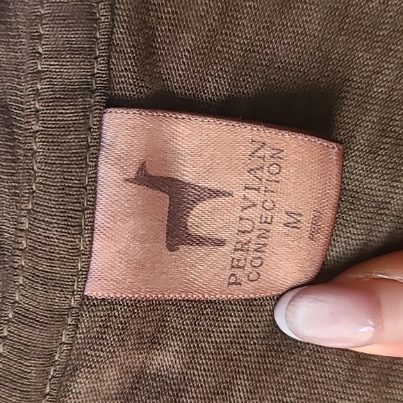 Peruvian Connection Brown Short Sleeve Tee Cotton Medium - Picture 2 of 6